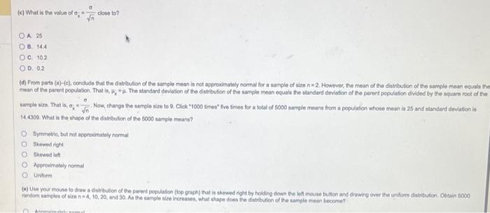 set the mample size to 2 Clidk