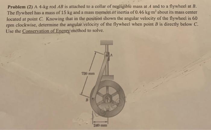 Solved Problem (2) A 4-kg Rod AB Is Attached To A Collar Of | Chegg.com