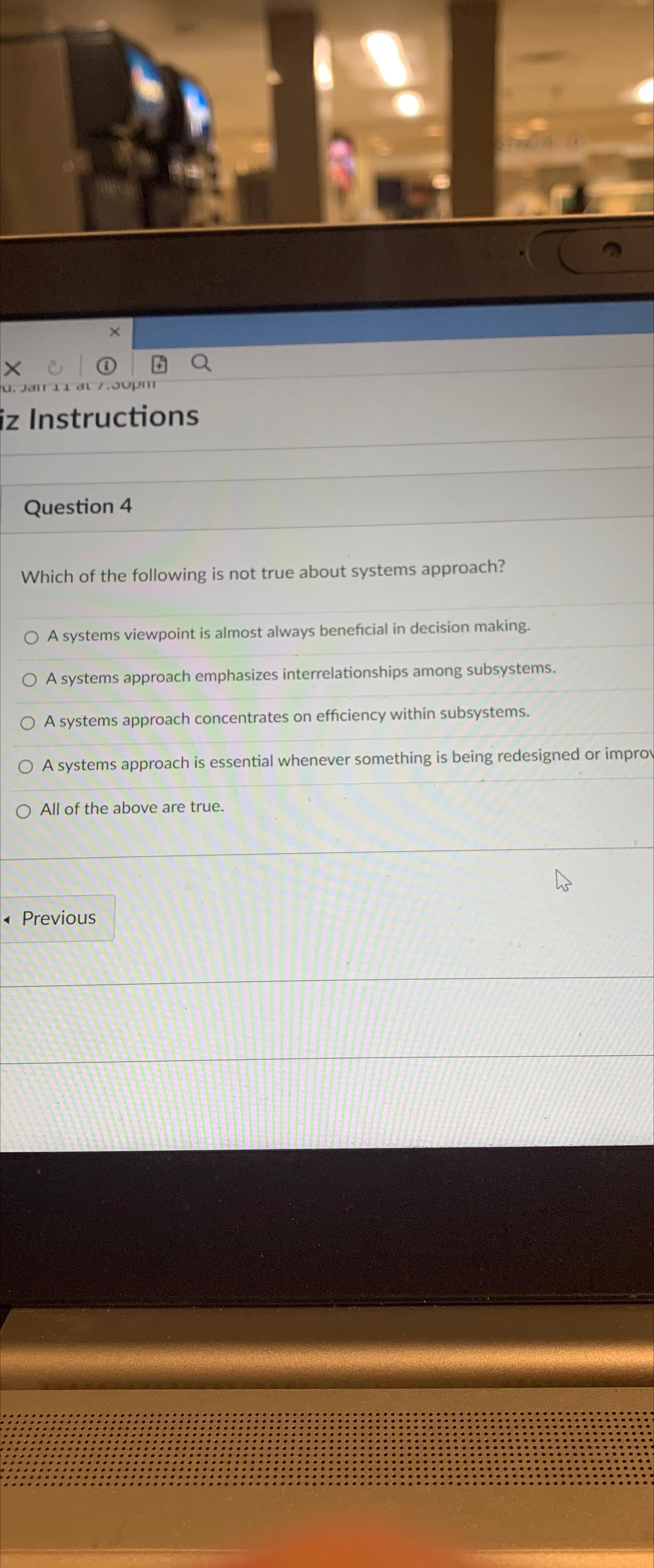 Solved iz InstructionsQuestion 4Which of the following is | Chegg.com