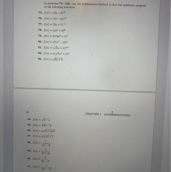 Solved In exercises 75.-123., use the Substitution Method to | Chegg.com