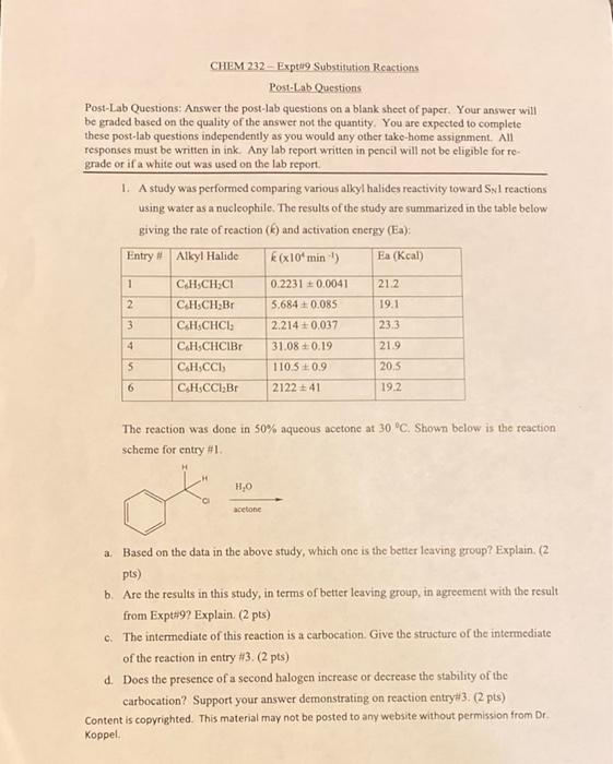 chem 232 experiment 9