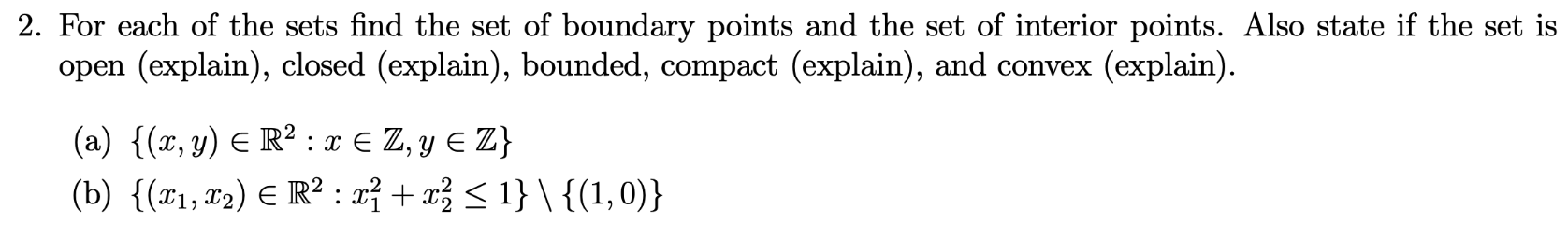 Solved For each of the sets find the set of boundary points | Chegg.com