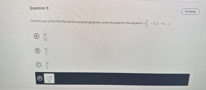 Solved Find the sum of the first five terms using the | Chegg.com