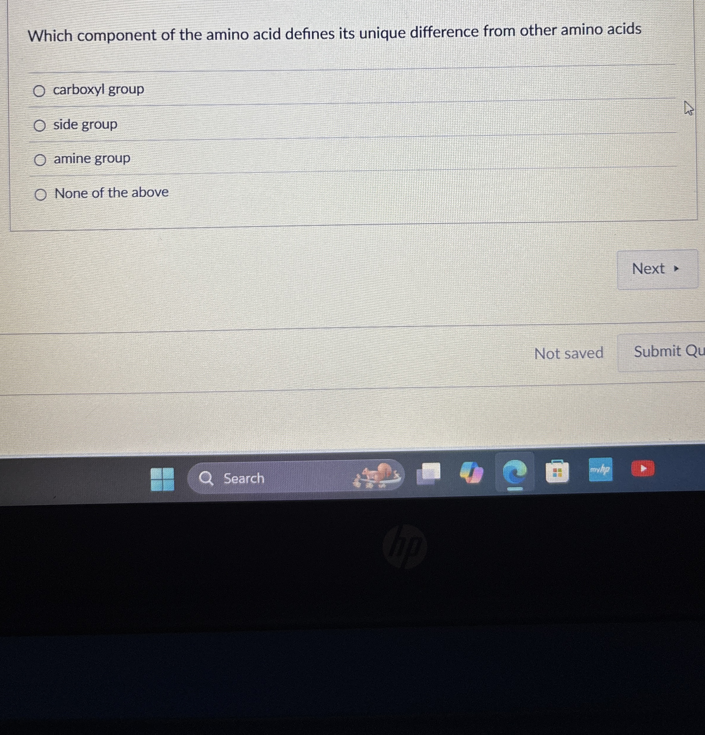 Solved Which component of the amino acid defines its unique