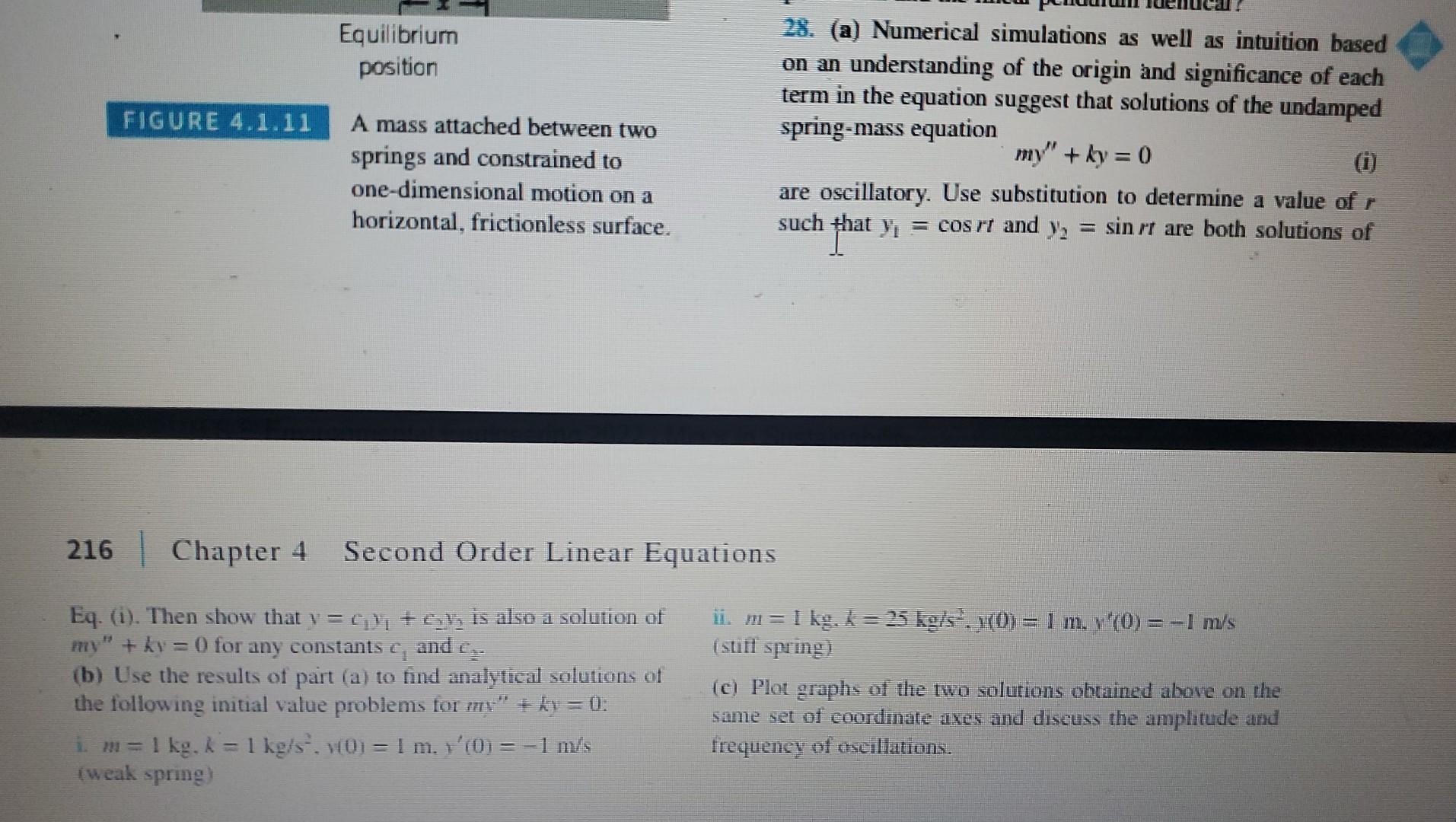 Solved 216 Chapter 4 Second Order Linear Equations Eq I