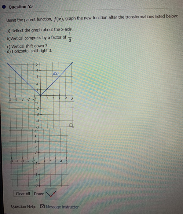 Solved Question 55 Using the parent function, f(x), graph | Chegg.com