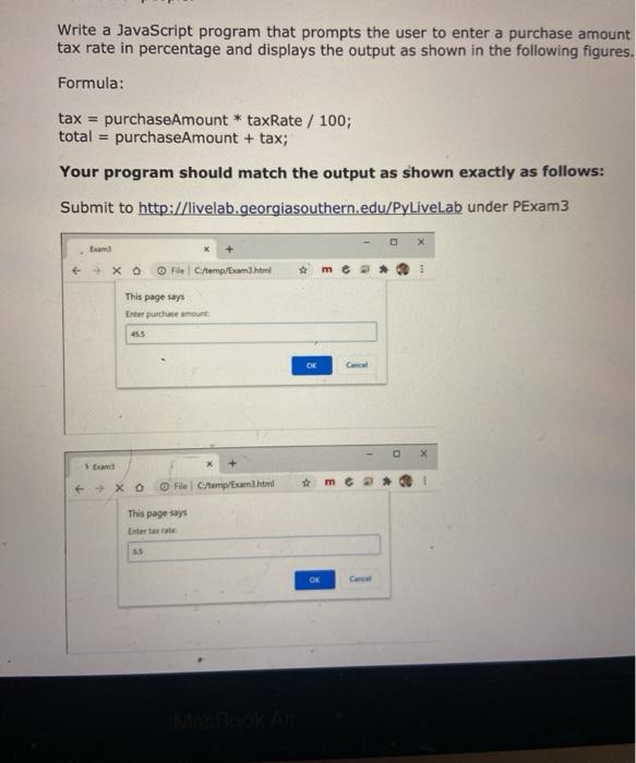 Solved Write a JavaScript program that prompts the user to | Chegg.com