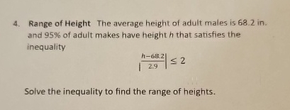 Height Ranged Solved Range of Height The average height of adult males is | Chegg.com