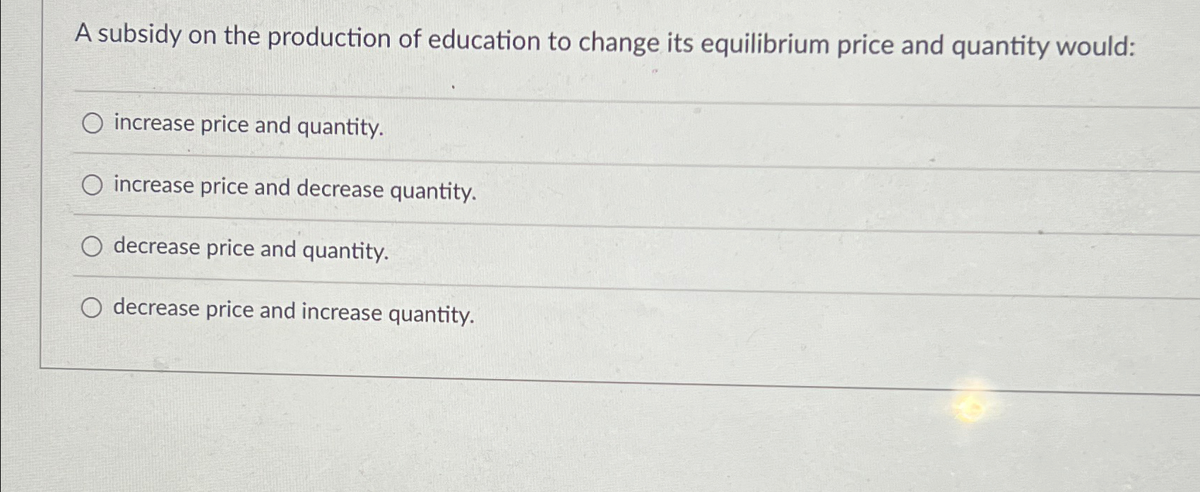 Solved A subsidy on the production of education to change | Chegg.com
