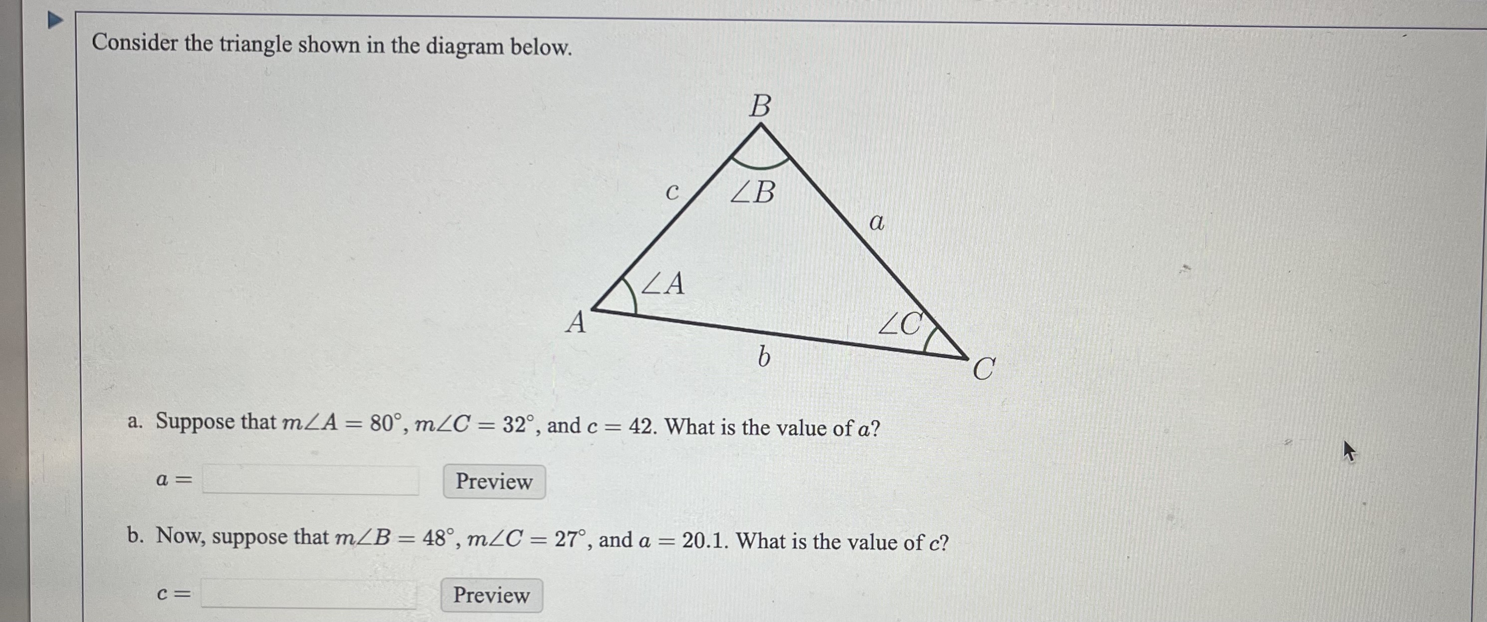 Consider the triangle shown in the diagram below.a. | Chegg.com