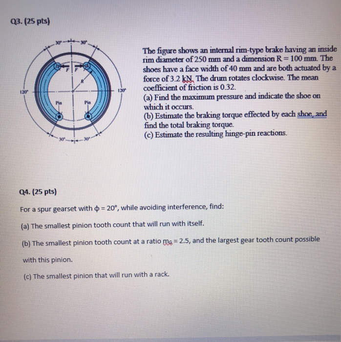 Internal Rim Feature Solved the figure shown as internal rim type brake having an | Chegg.com