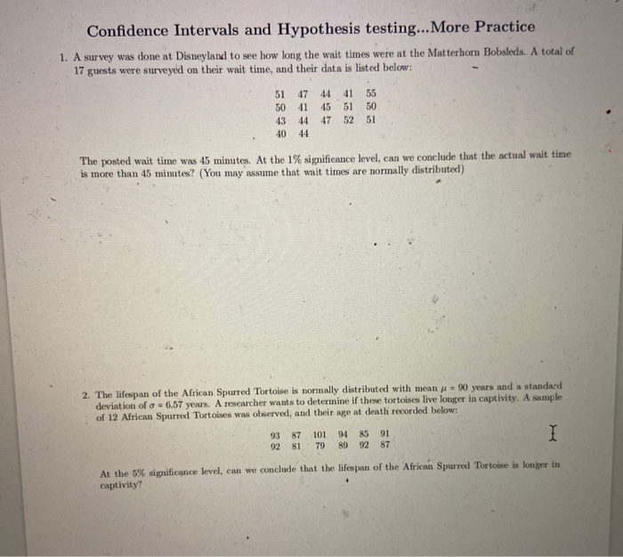 Solved Confidence Intervals and Hypothesis testing... More | Chegg.com