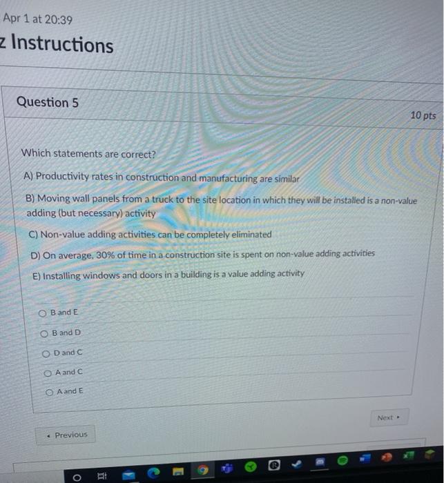 Solved Apr 1 at 20:39 z Instructions Question 5 10 pts Which | Chegg.com