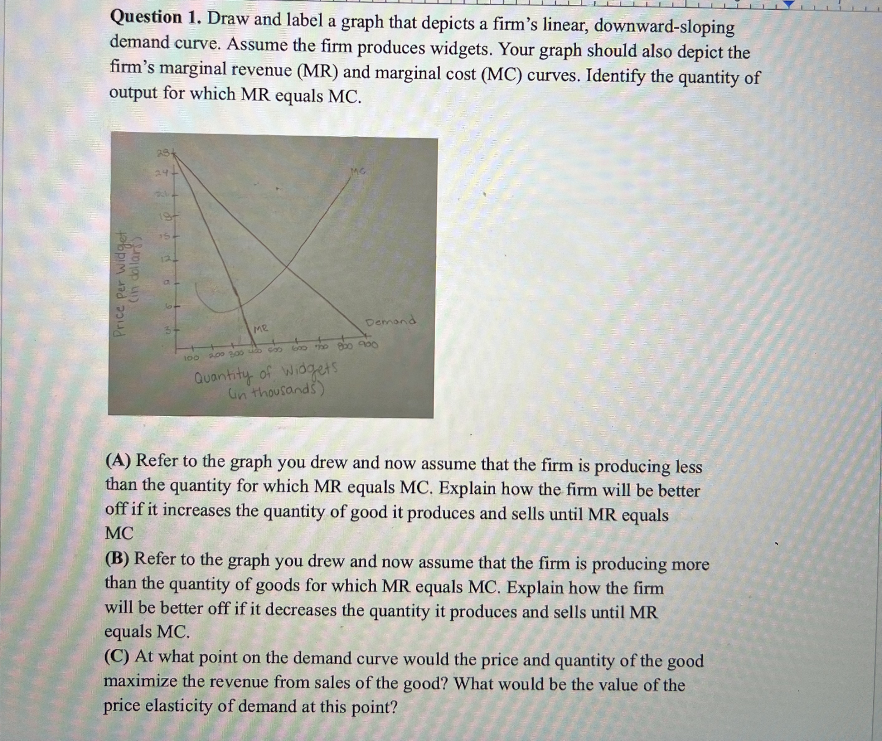 Solved Question 1. ﻿Draw and label a graph that depicts a | Chegg.com