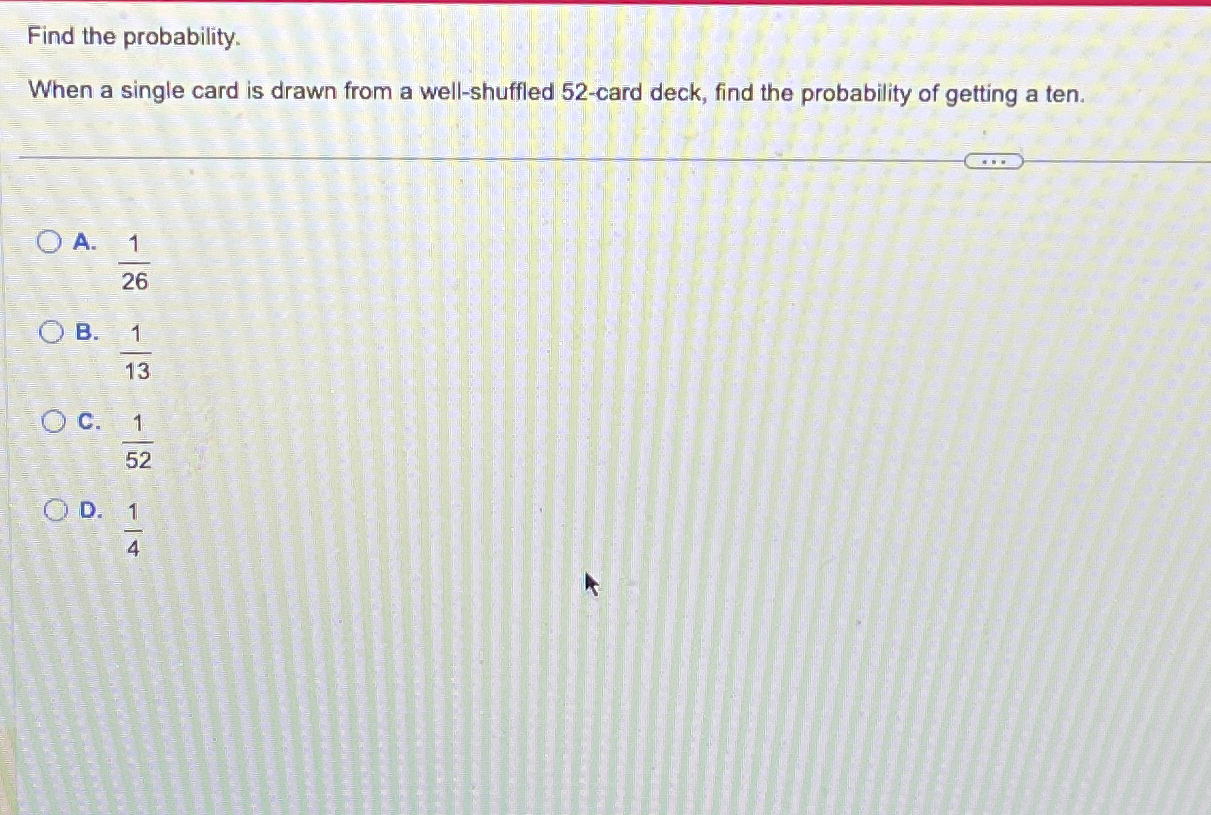 Solved Find the probability.When a single card is drawn from | Chegg.com