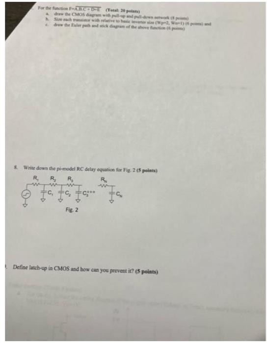 Solved 8. Write dowa the pi-model RCC delay cquatice for | Chegg.com