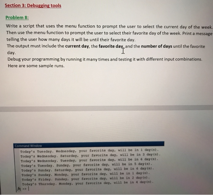 Solved Section 3: Debugging tools Problem 8: Write a script | Chegg.com