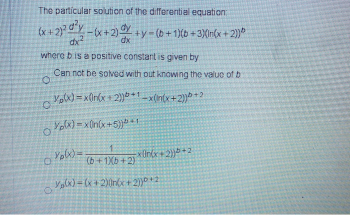 Solved The particular solution of the differential equation: | Chegg.com
