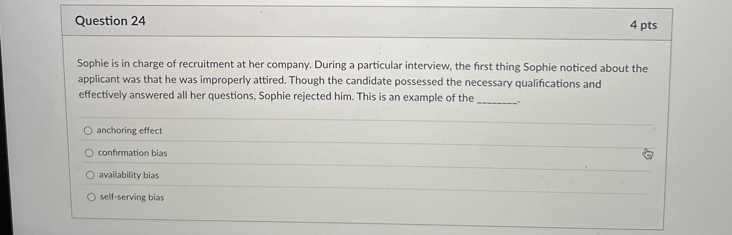 Solved Question 244 ﻿ptsSophie is in charge of recruitment | Chegg.com