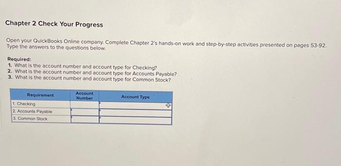 Chapter 2 Check Your Progress Open your QuickBooks | Chegg.com