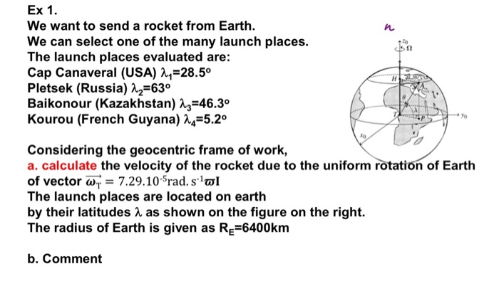 Solved Ex 1. We want to send a rocket from Earth. We can | Chegg.com