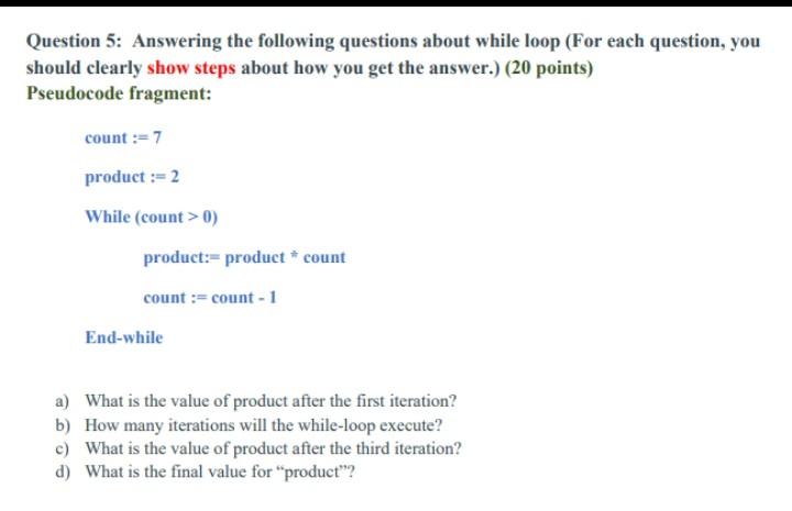 Solved Question 5: Answering the following questions about | Chegg.com