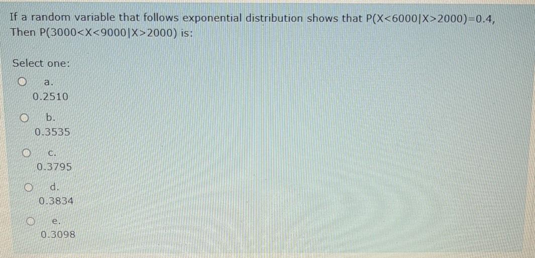 Solved If a random variable that follows exponential | Chegg.com