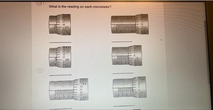 Solved What is the reading on each micrometer? 用曷 | Chegg.com