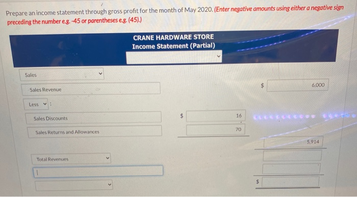 Solved Prepare An Income Statement Through Gross Profit For 3889