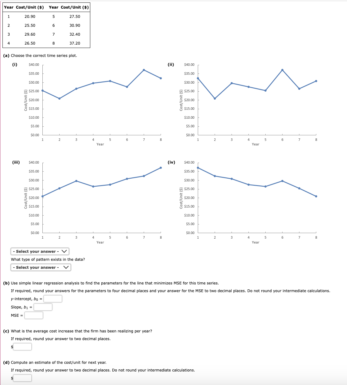 Solved (a) ﻿Choose the correct time series | Chegg.com