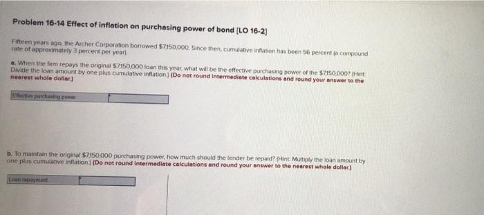 Solved Problem 16-14 Effect of inflation on purchasing power | Chegg.com