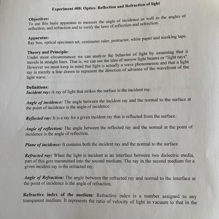 Reflection and refraction lab report discussion picture