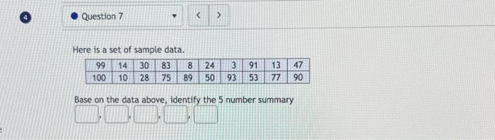Solved Here is a set of sample data Identify the 5 number | Chegg.com