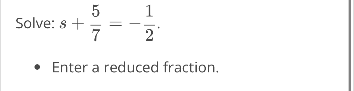 solve s 5 7 − 1 2