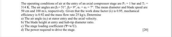 Solved The operating conditions of air at the entry of an | Chegg.com
