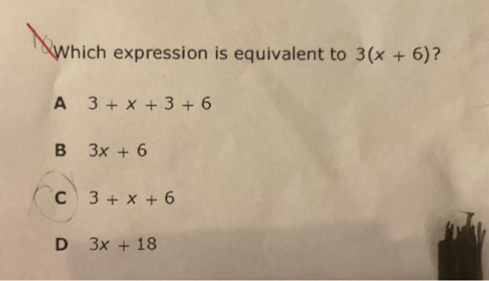 which expression is equivalent to 3 x 5 − 6 responses