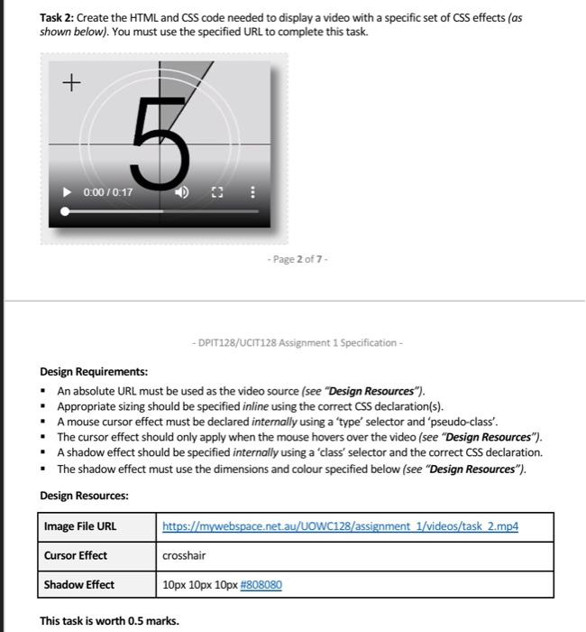Solved Task 2: Create the HTML and CSS code needed to | Chegg.com