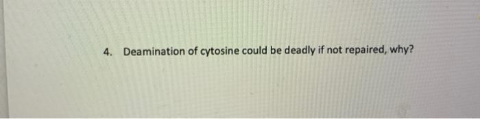 Solved 4. Deamination of cytosine could be deadly if not | Chegg.com