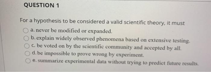 what would be a valid scientific hypothesis