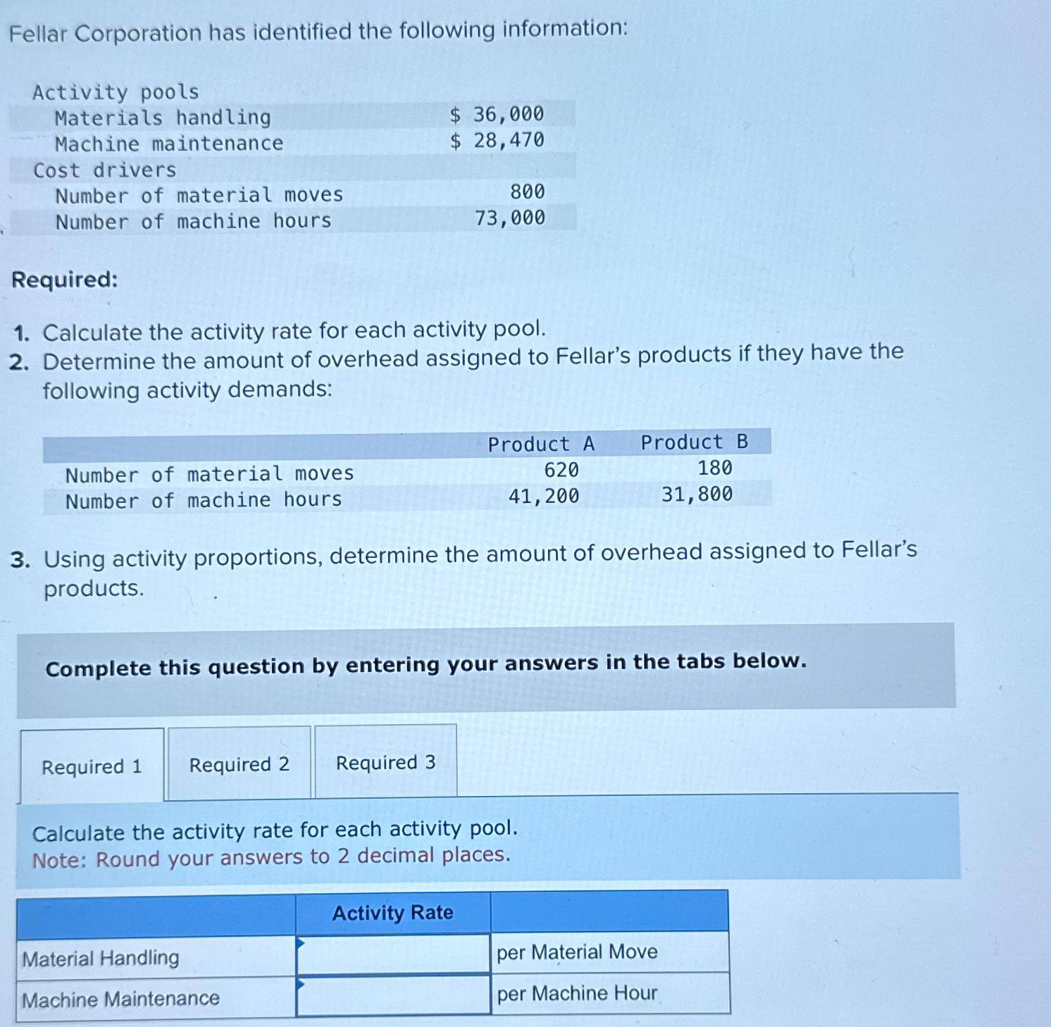 Solved Fellar Corporation has identified the following | Chegg.com