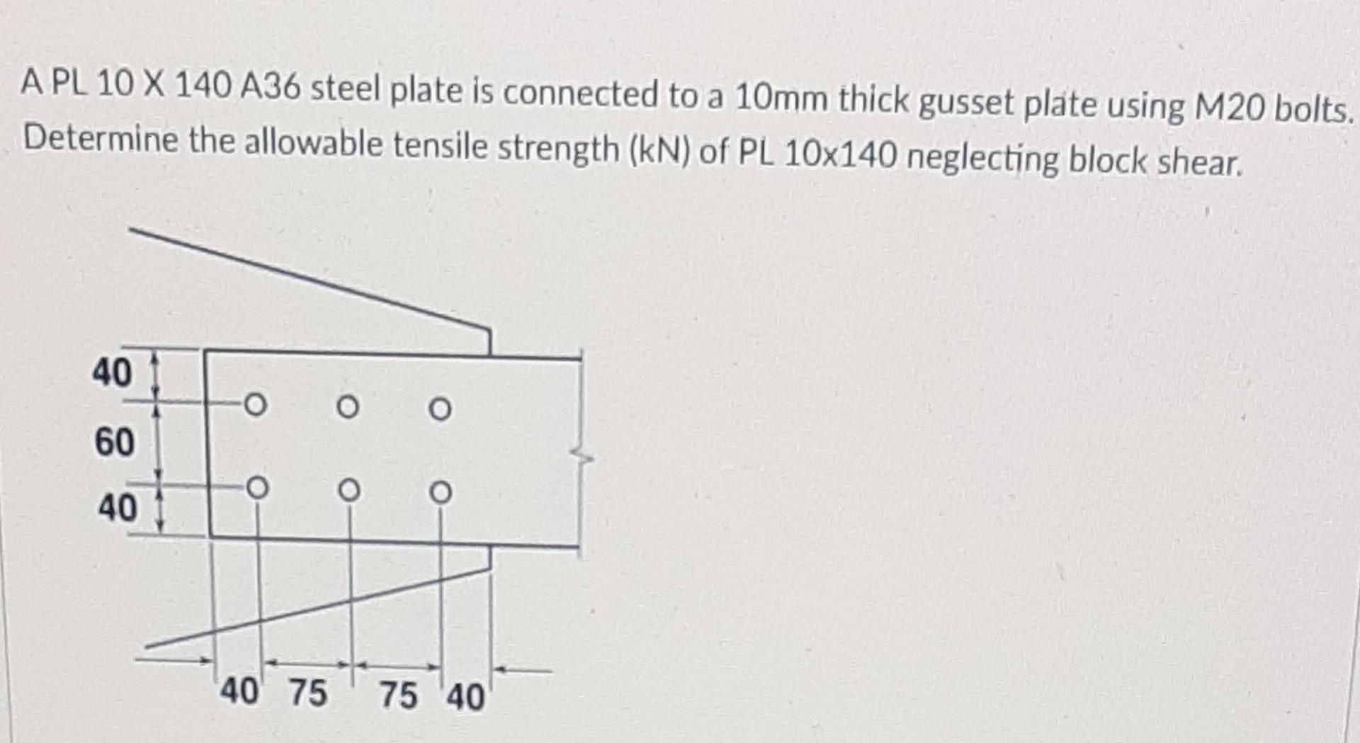 Solved A. Determine the allowable tensile strength(kN) of | Chegg.com