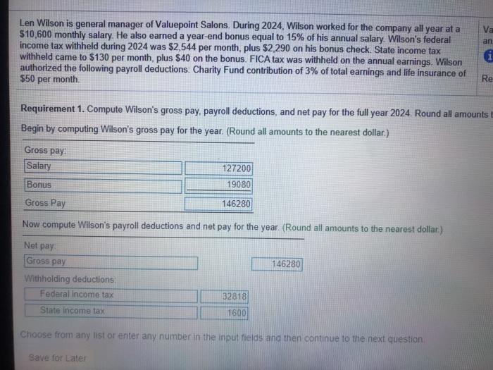 Solved Va an Len Wilson is general manager of Valuepoint | Chegg.com