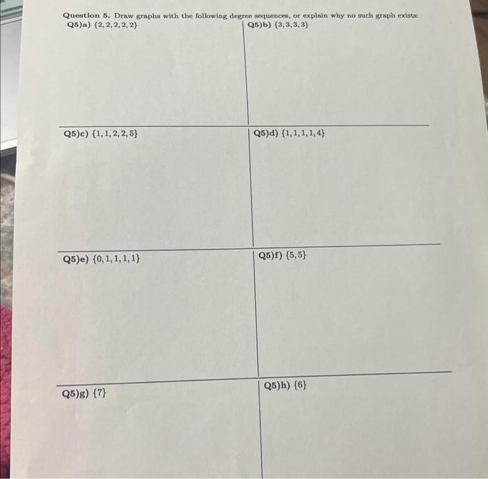 Solved Question 5. Draw graphs with the following degree | Chegg.com