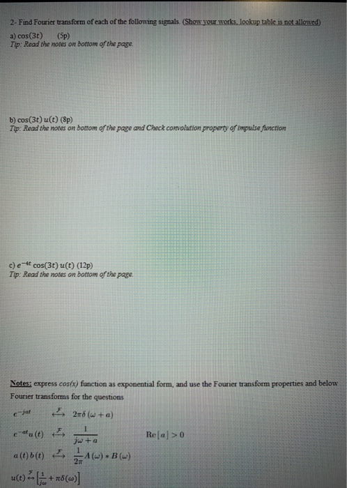 Solved 2- Find Fourier Transform Of Each Of The Following | Chegg.com