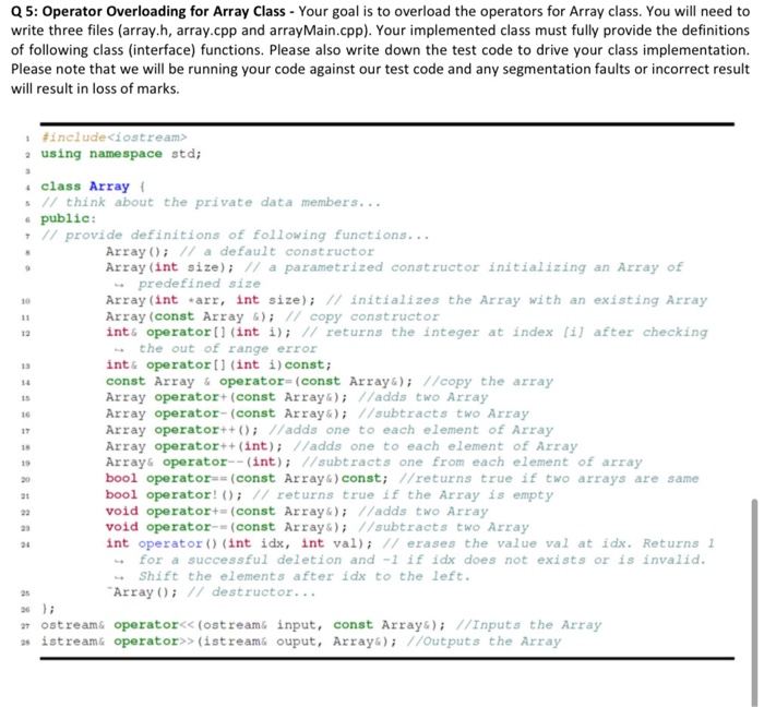 Solved OPERATOR OVERLOADING NOTE: WRITE C++ PROGRAM USING