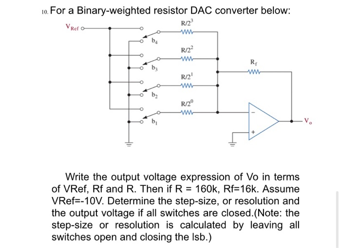 Solved 10. For a Binary-weighted resistor DAC converter | Chegg.com