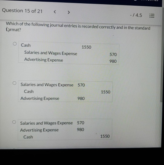 Solved Question 15 of 21 - / 4.5 Which of the following | Chegg.com