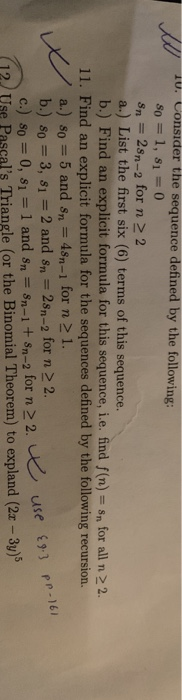 Solved 10. Consider the sequence defined by the following: | Chegg.com