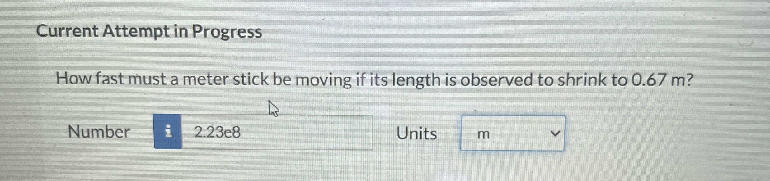 Solved Current Attempt in ProgressHow fast must a meter | Chegg.com