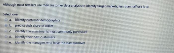 Solved Although Most Retailers Use Their Customer Data | Chegg.com